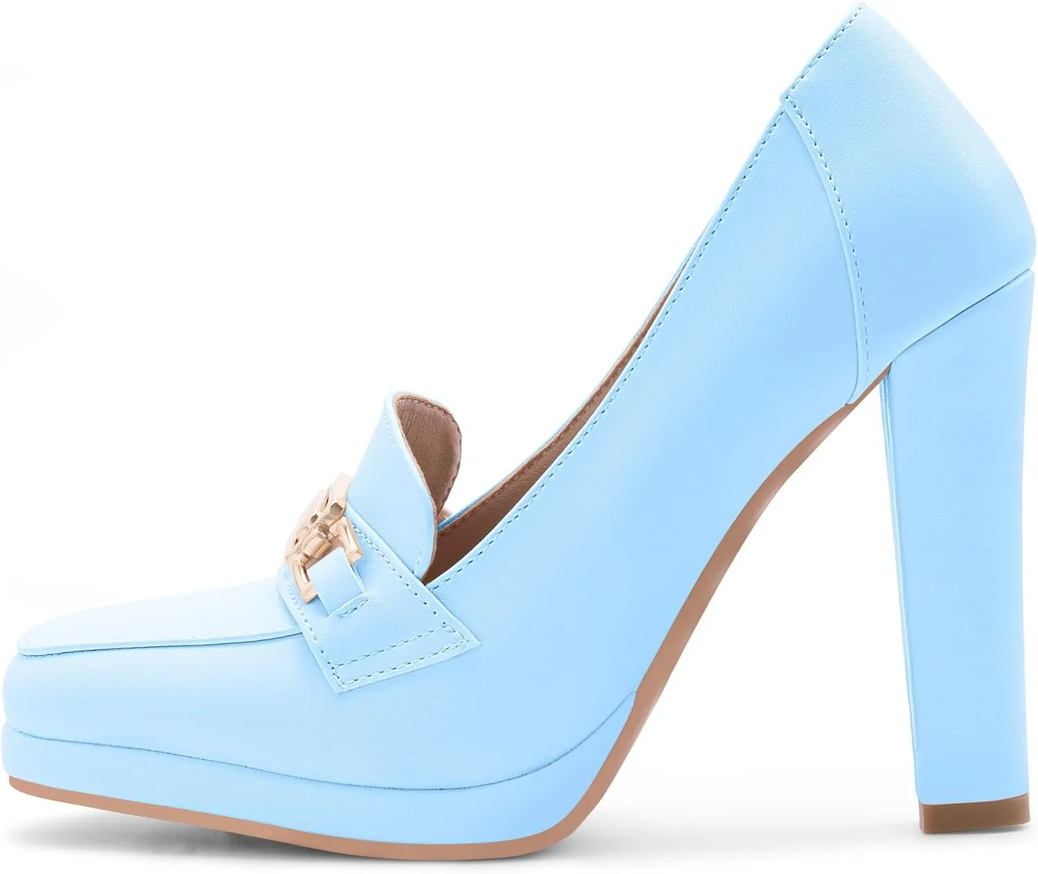 Women's High Heels Dress Shoes Plafrom Closed Toe Slip On Chunky Heels Pumps