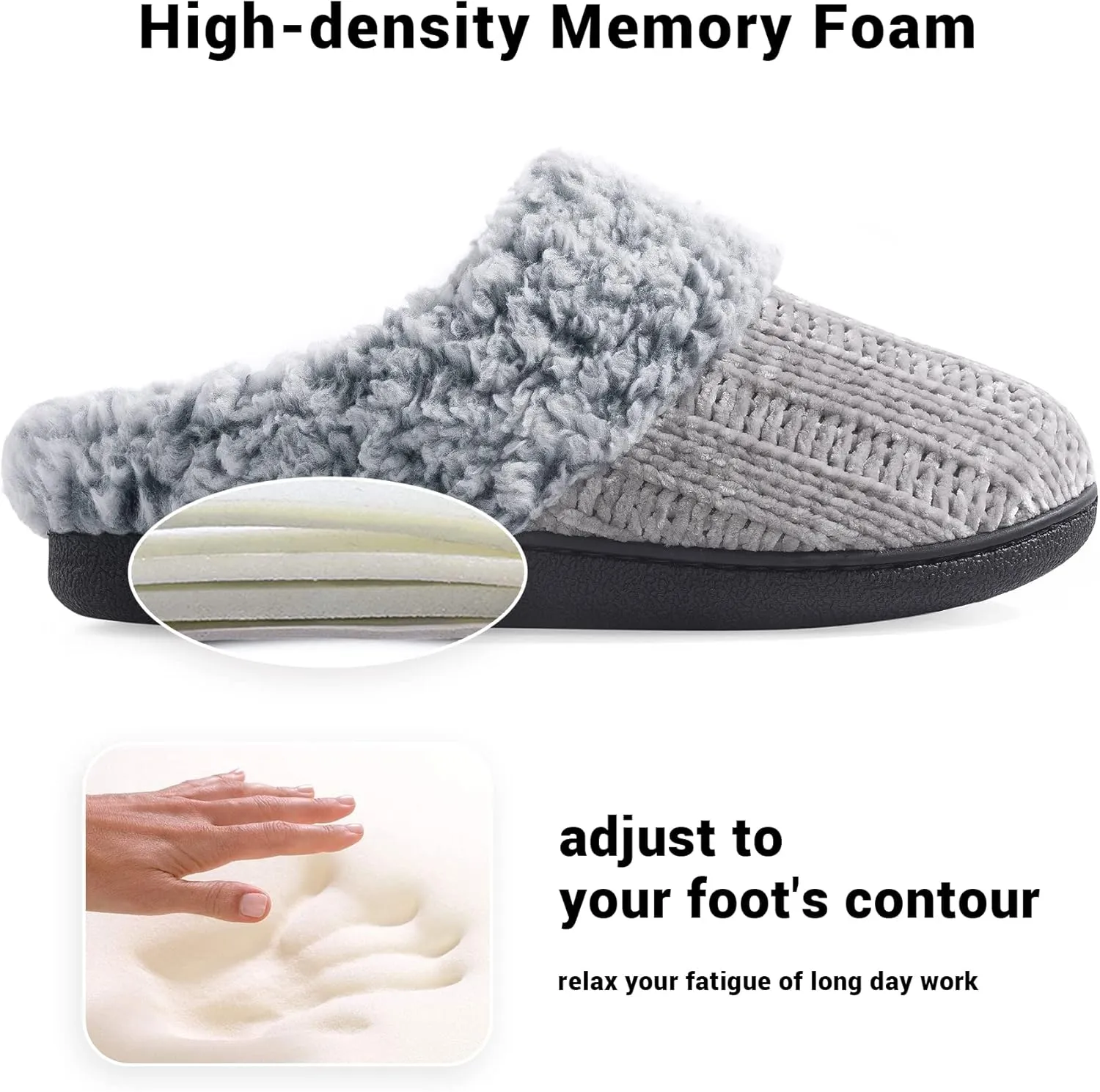 Women's House Slippers Memory Foam Fuzzy Slip on Slide Slippers Ladies Soft Bedroom Shoes for Indoor & Outdoor