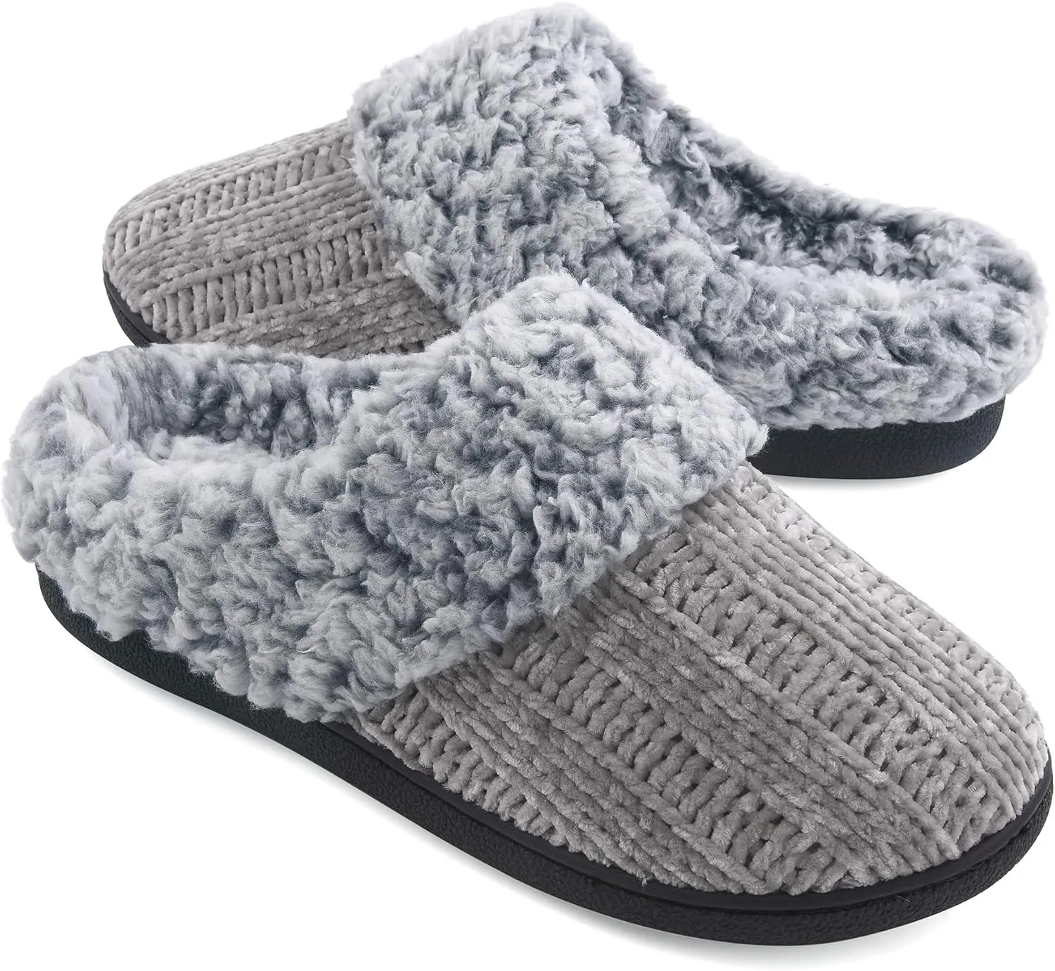 Women's House Slippers Memory Foam Fuzzy Slip on Slide Slippers Ladies Soft Bedroom Shoes for Indoor & Outdoor