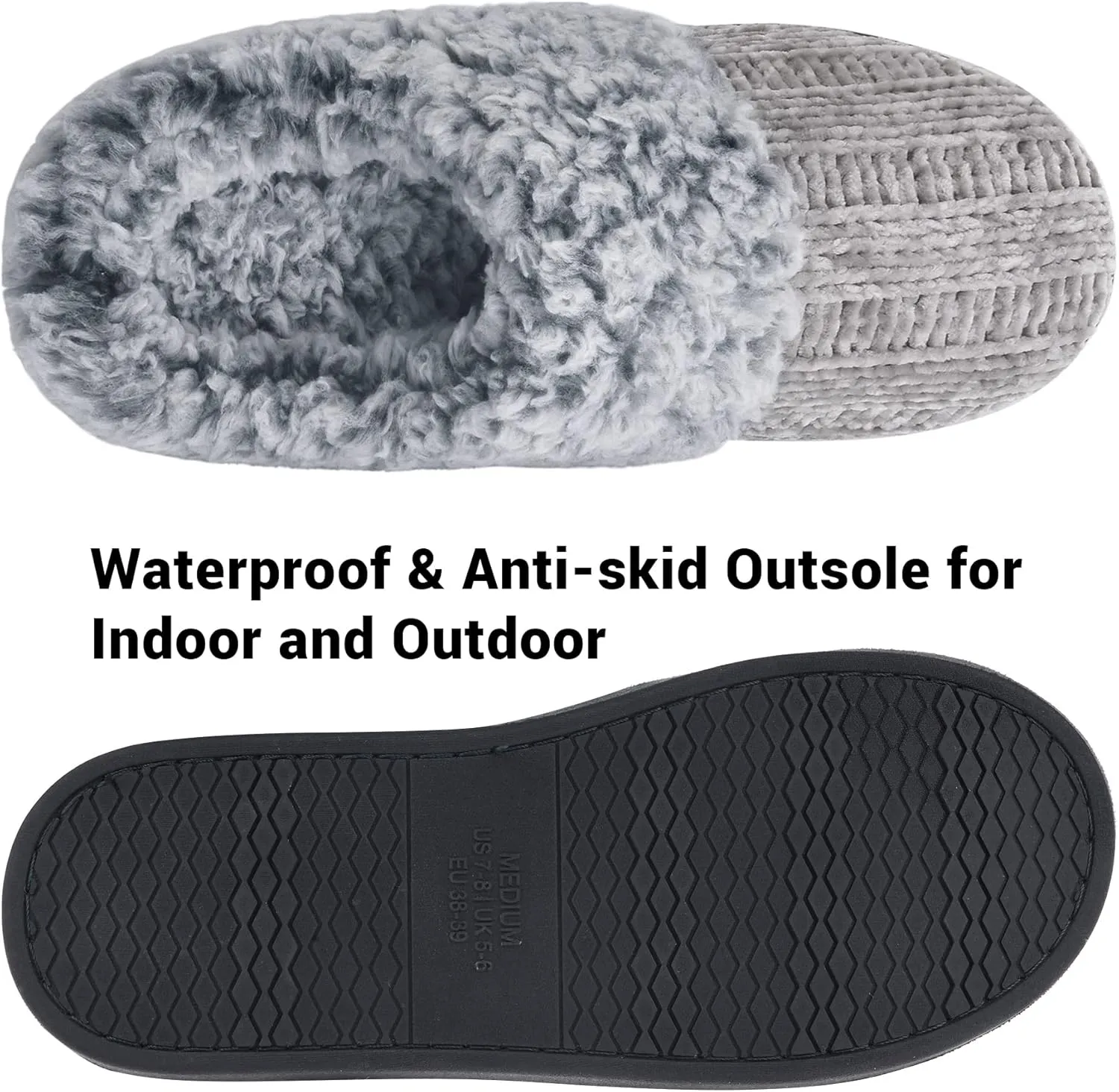 Women's House Slippers Memory Foam Fuzzy Slip on Slide Slippers Ladies Soft Bedroom Shoes for Indoor & Outdoor