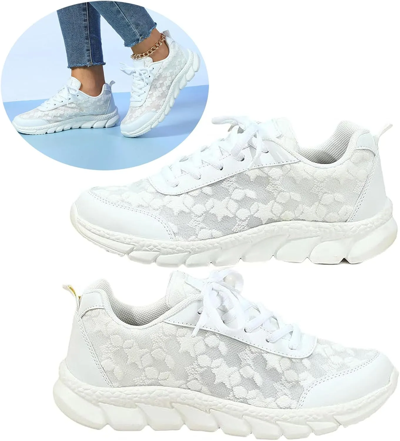 Women's Luxurious Orthopedic Sneakers Print Hollow Mesh Arch Support Walking Shoes Women Soft Sole Low Top Sneakers