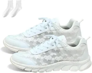 Women's Luxurious Orthopedic Sneakers Print Hollow Mesh Arch Support Walking Shoes Women Soft Sole Low Top Sneakers