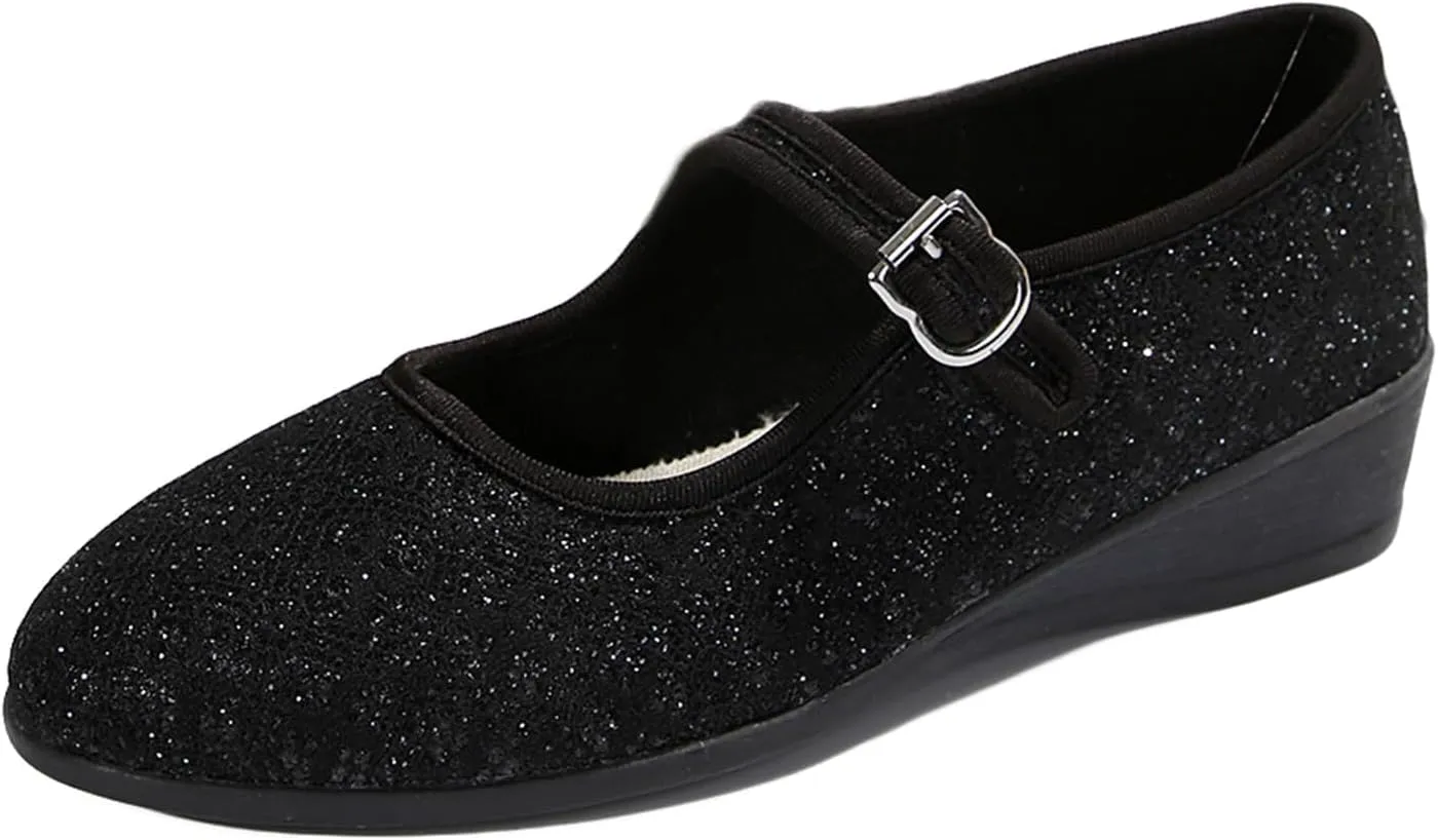 Women's Mary Jane Flats Comfortable Slip-on Flats Round Toe Dressy Ballet Shoes for Women