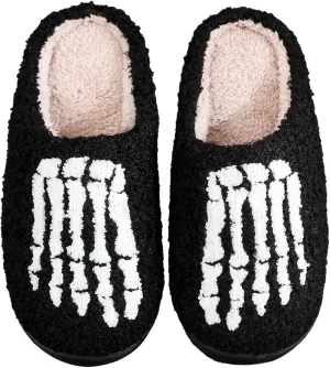 Women's Men's Retro Leopard Print Smiley Slippers Lightning Bolt Memory Foam Soft Plush Warm Non-Slip Home Shoes