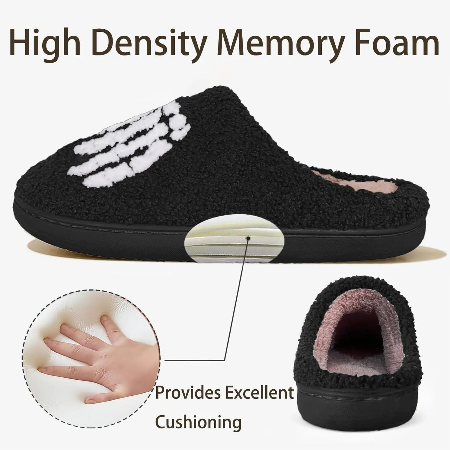 Women's Men's Retro Leopard Print Smiley Slippers Lightning Bolt Memory Foam Soft Plush Warm Non-Slip Home Shoes