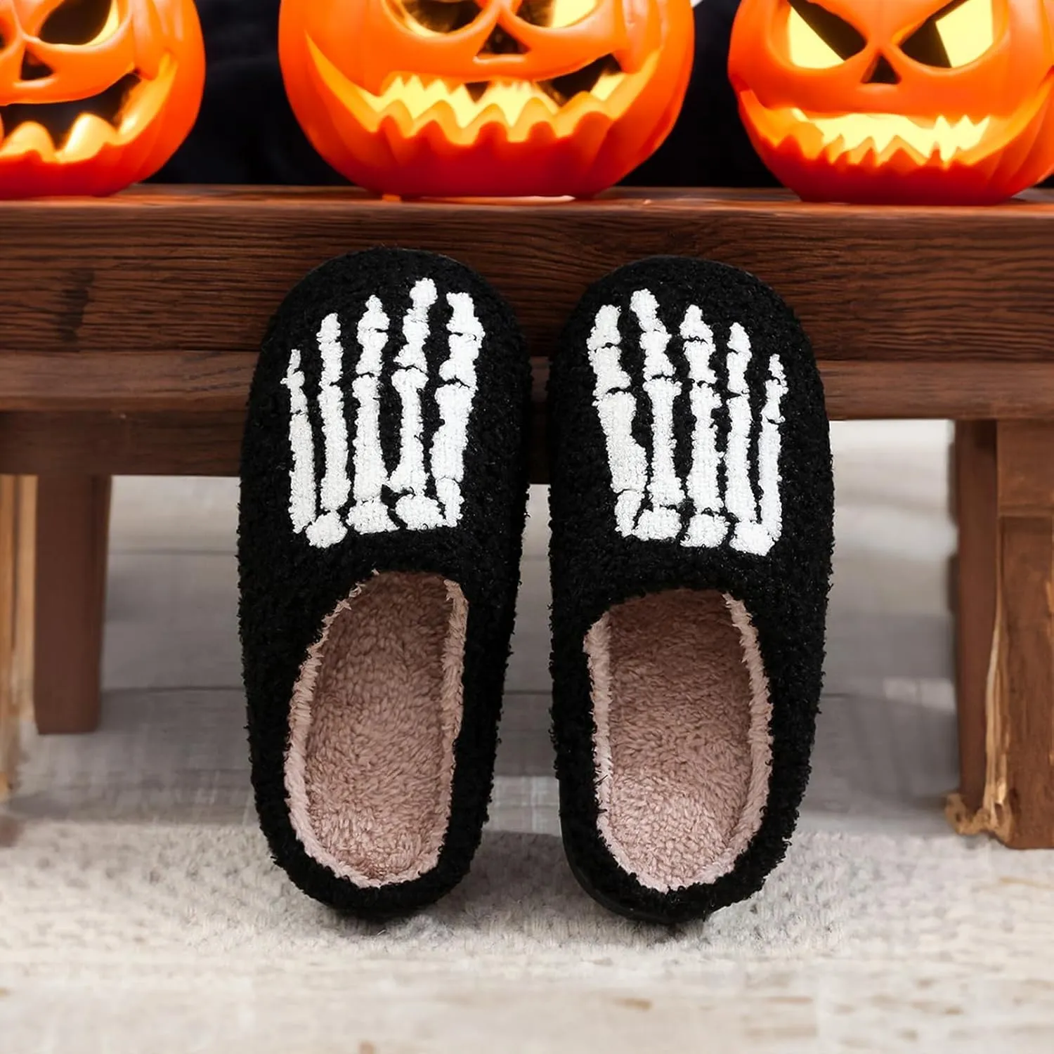 Women's Men's Retro Leopard Print Smiley Slippers Lightning Bolt Memory Foam Soft Plush Warm Non-Slip Home Shoes