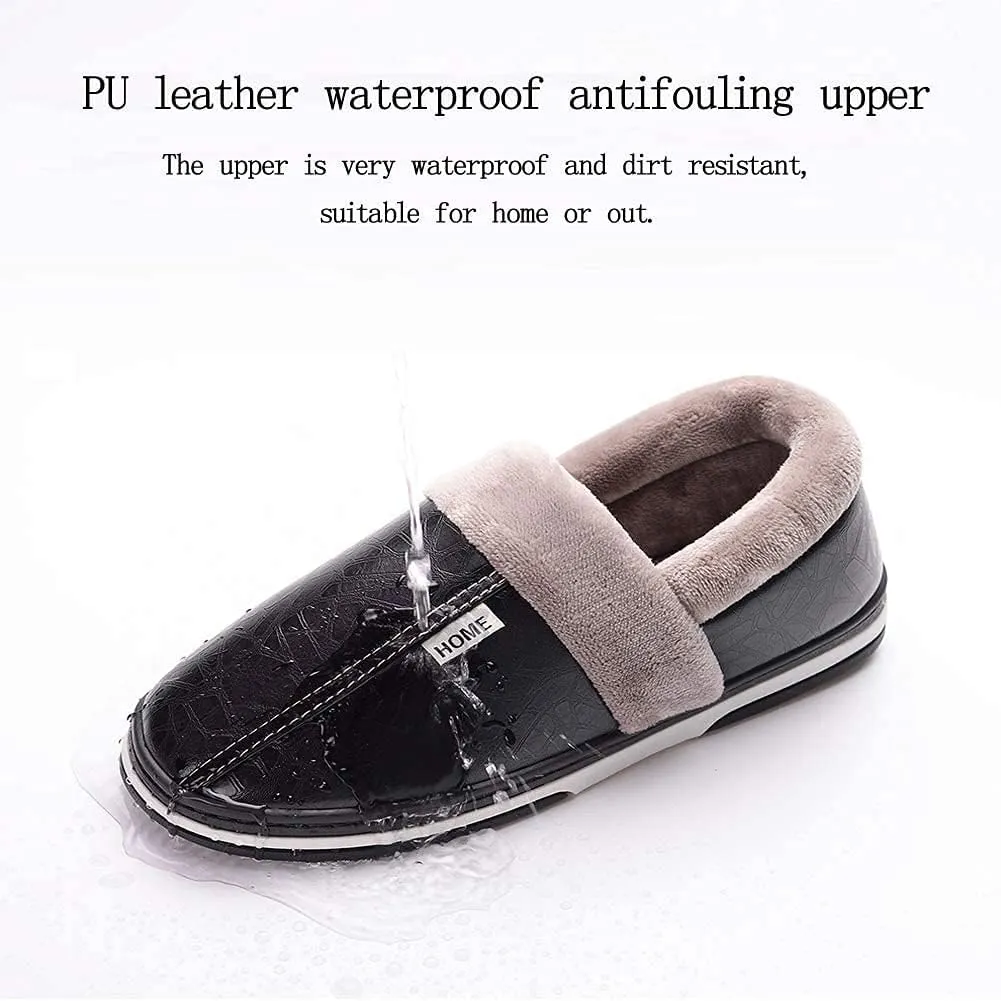 Women's Men's Soft House Felt Slippers Suede Indoor Slip On Cotton Shoes Memory Foam Anti-Skid Sole