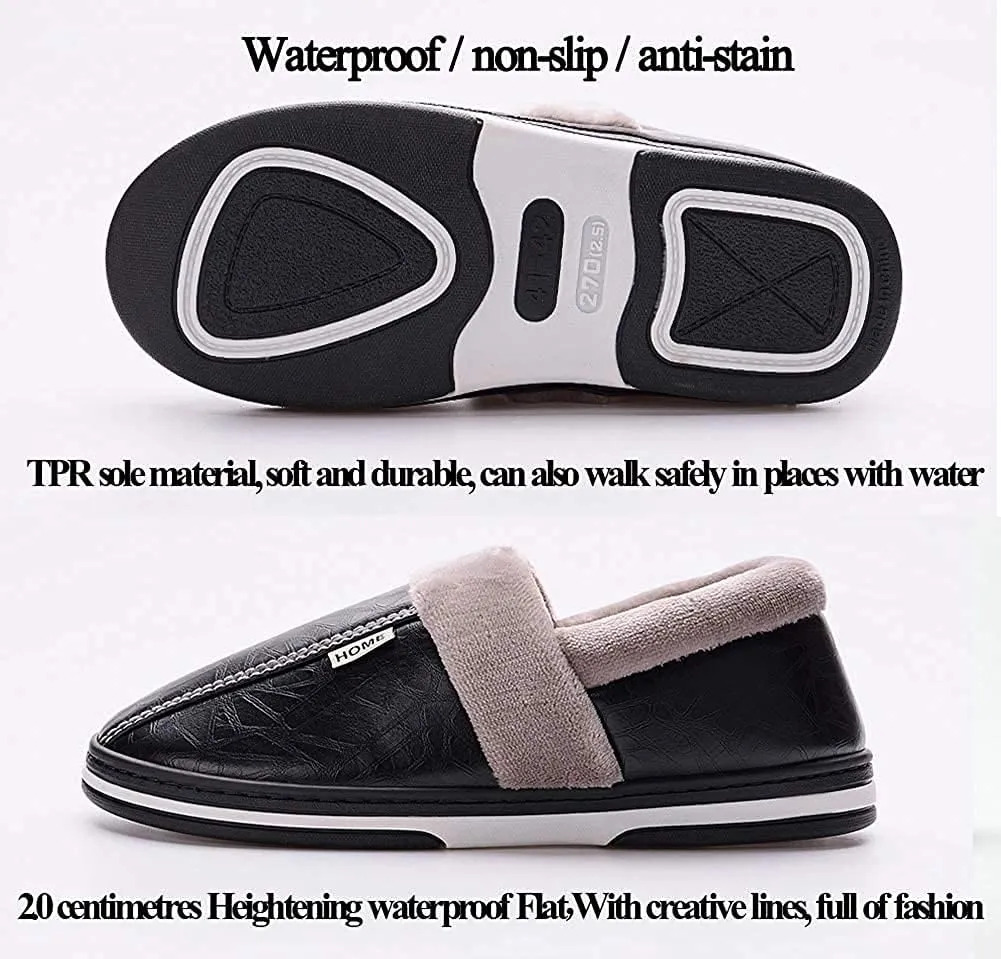 Women's Men's Soft House Felt Slippers Suede Indoor Slip On Cotton Shoes Memory Foam Anti-Skid Sole