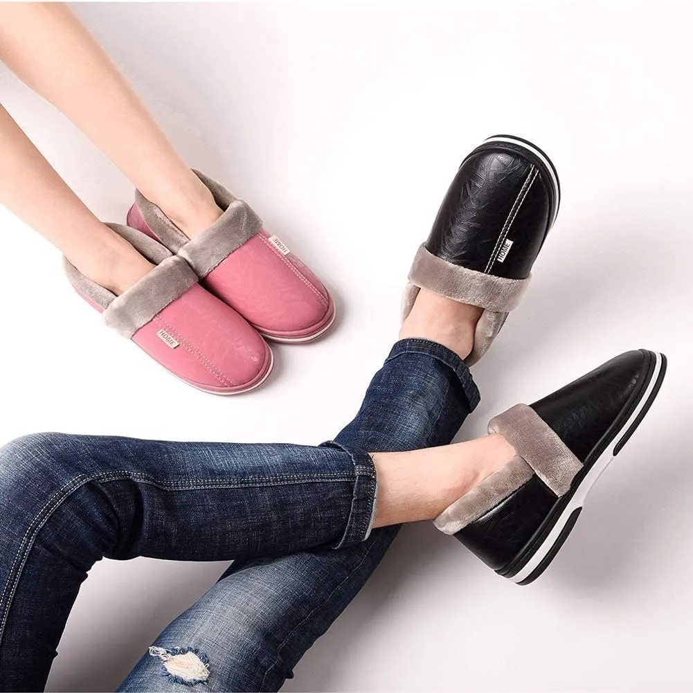 Women's Men's Soft House Felt Slippers Suede Indoor Slip On Cotton Shoes Memory Foam Anti-Skid Sole