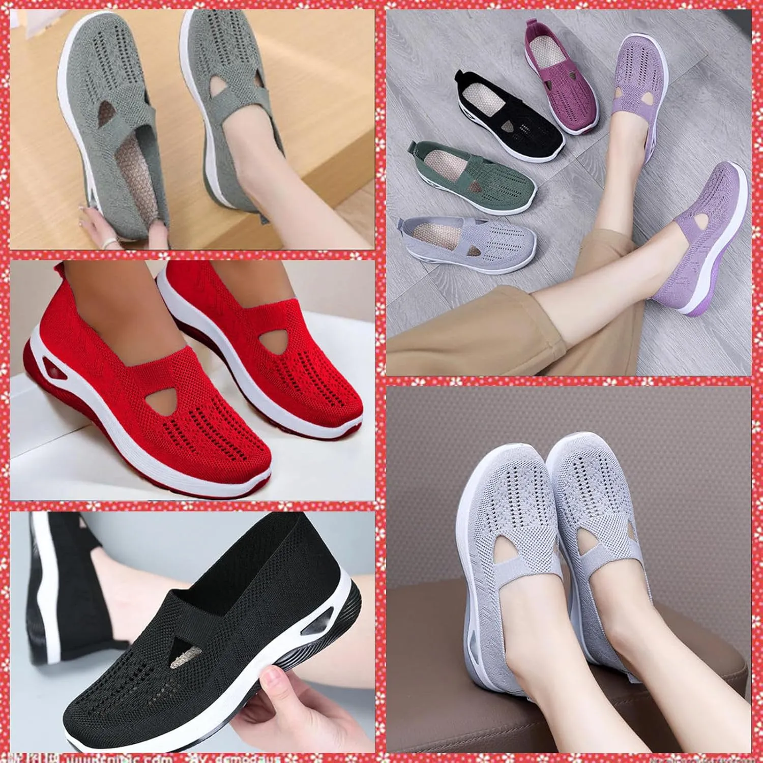 Women's Orthopedic Slip-On Shoes, Breathable Woven Comfort Sneakers with Arch Support, Soft Foam Sole for Walking, Non-Slip Casual Summer Shoes for