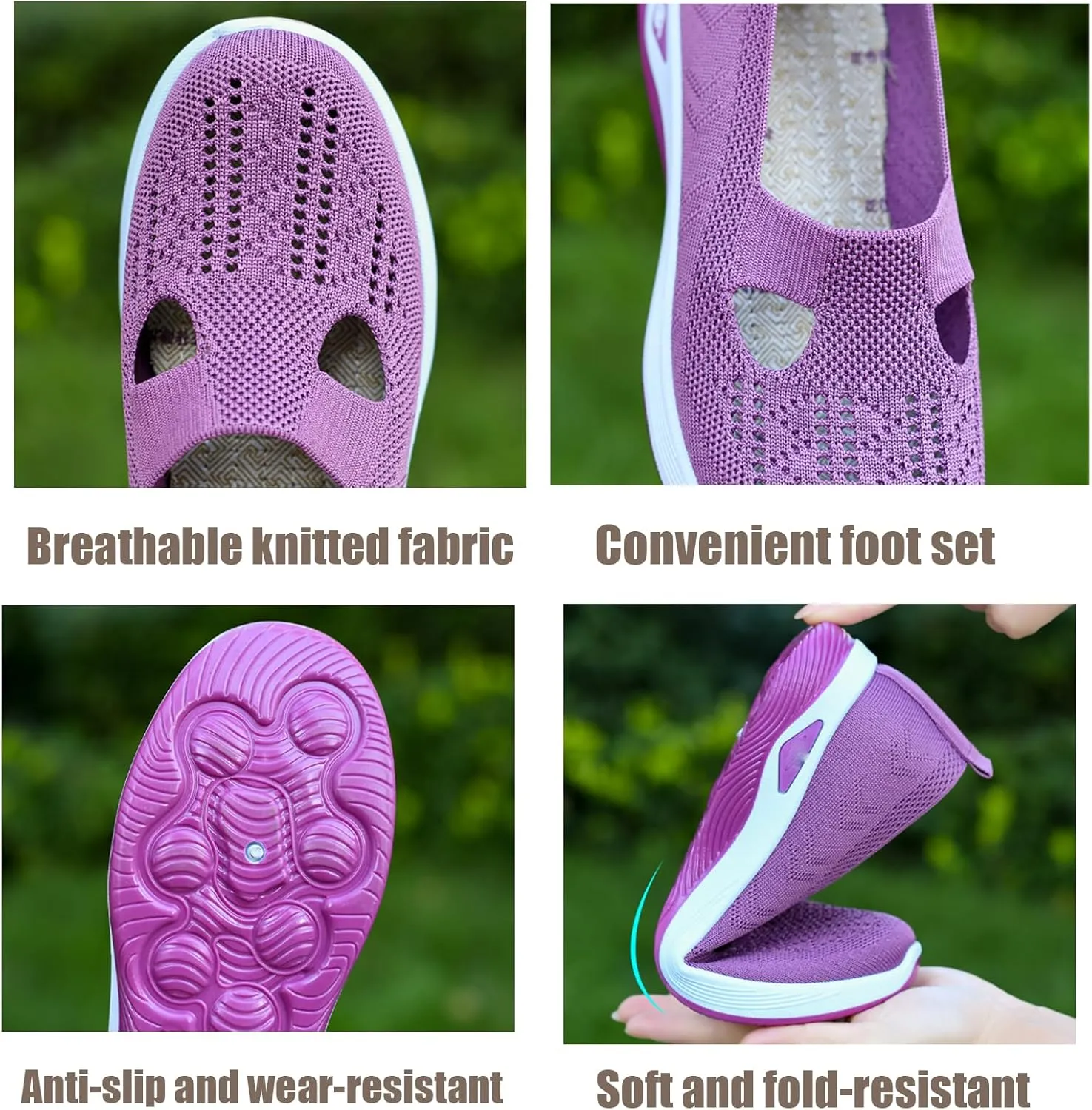 Women's Orthopedic Slip-On Shoes, Breathable Woven Comfort Sneakers with Arch Support, Soft Foam Sole for Walking, Non-Slip Casual Summer Shoes for