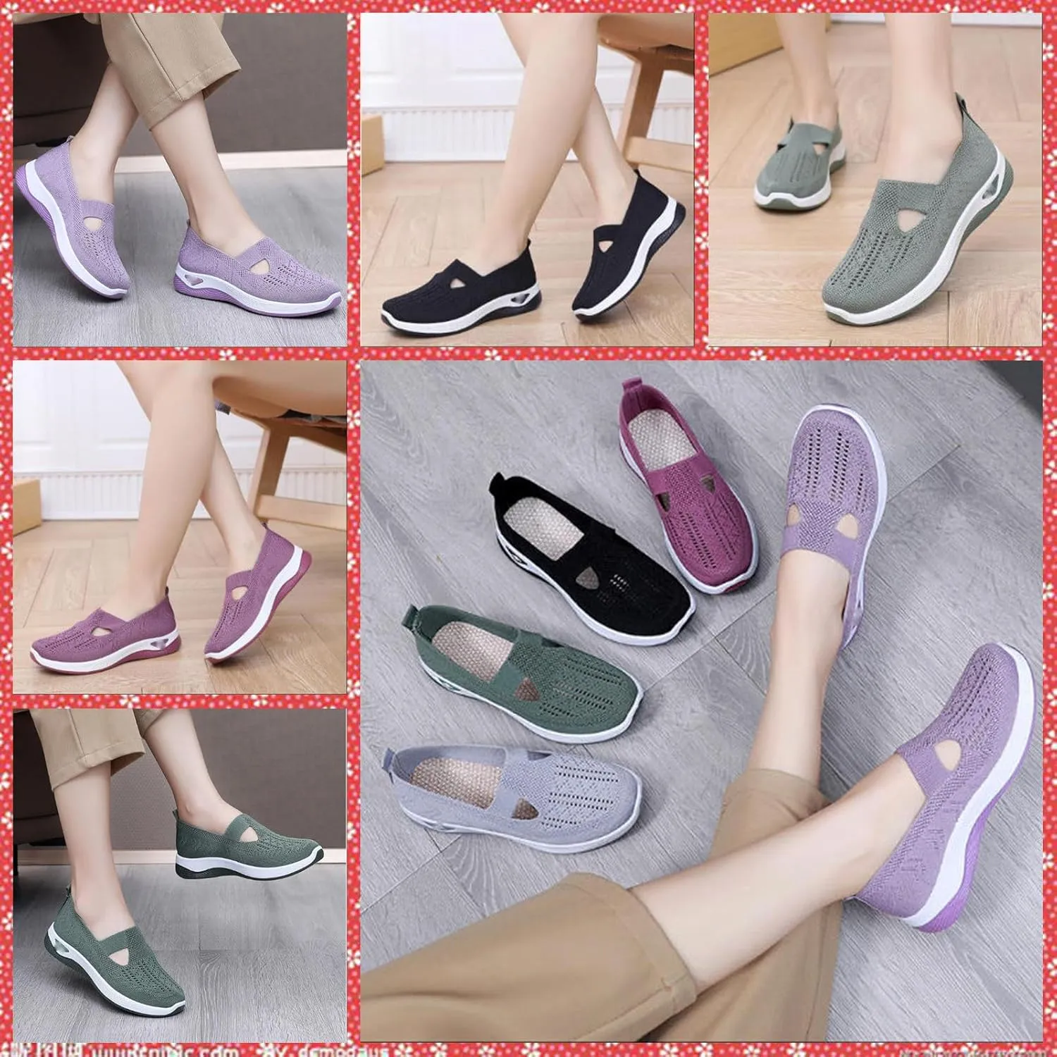 Women's Orthopedic Slip-On Shoes, Breathable Woven Comfort Sneakers with Arch Support, Soft Foam Sole for Walking, Non-Slip Casual Summer Shoes for