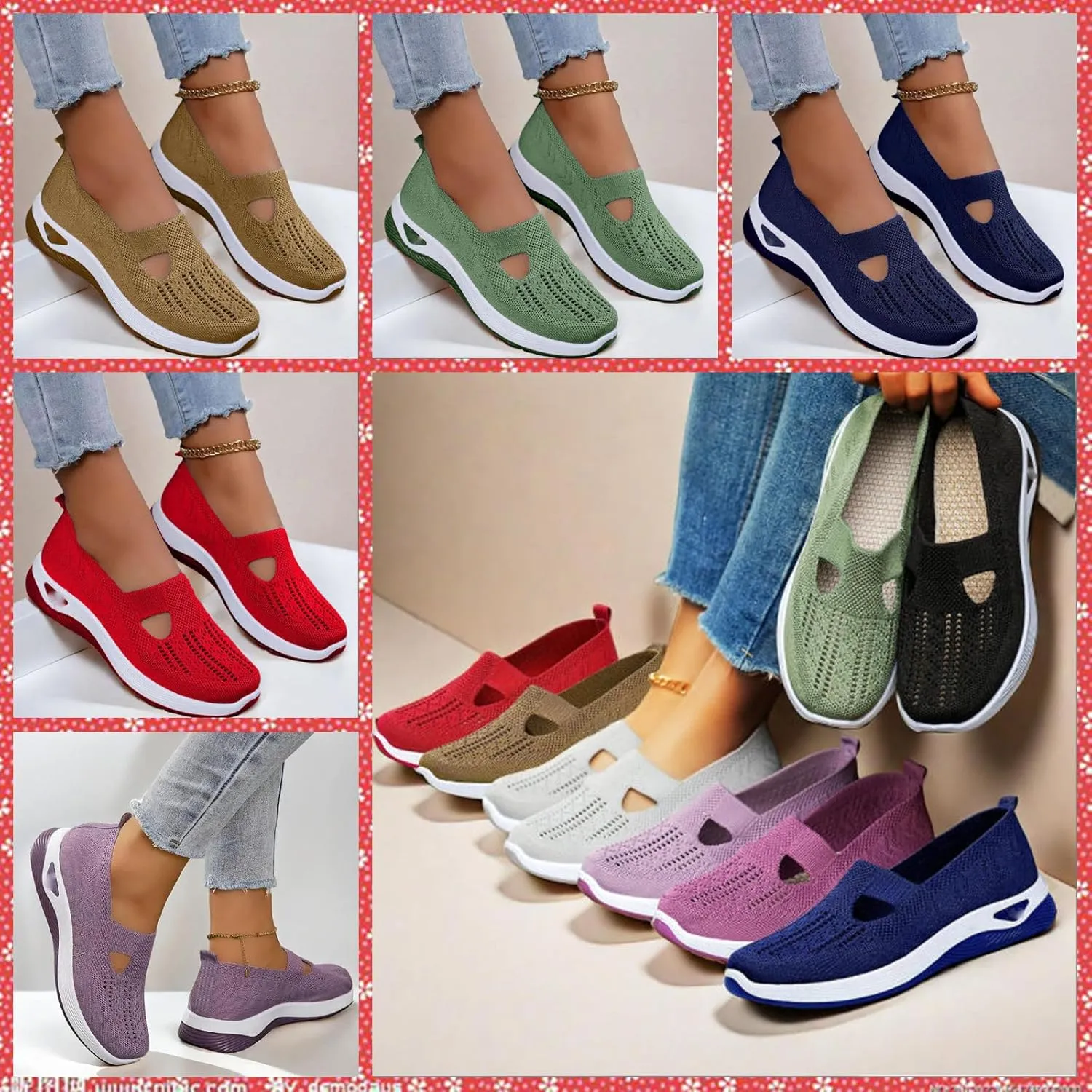 Women's Orthopedic Slip-On Shoes, Breathable Woven Comfort Sneakers with Arch Support, Soft Foam Sole for Walking, Non-Slip Casual Summer Shoes for