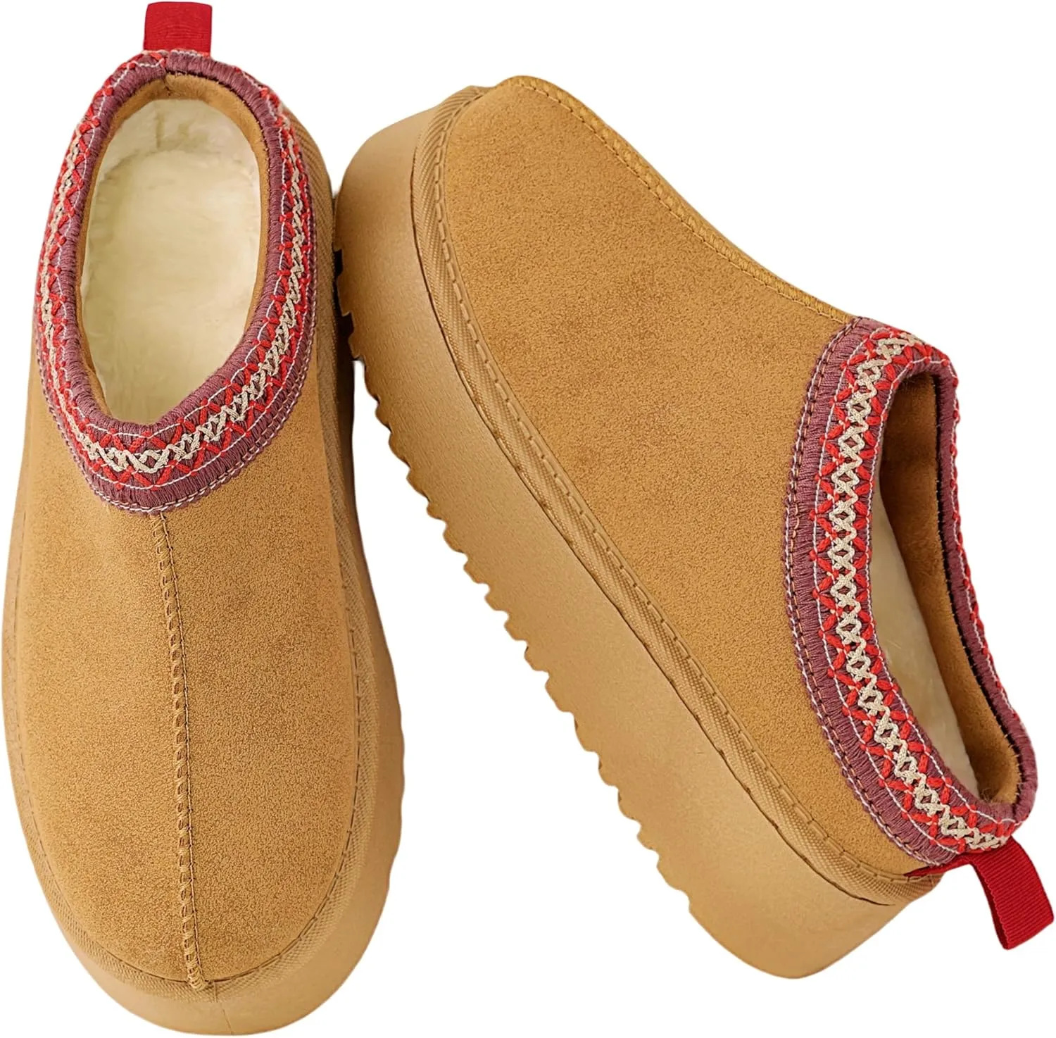 Women's Platform Slippers Winter Mini Boots Anti-Slip Suede Slip on Women Sneakers Fur Lined House Slippers for Indoor Outdoor