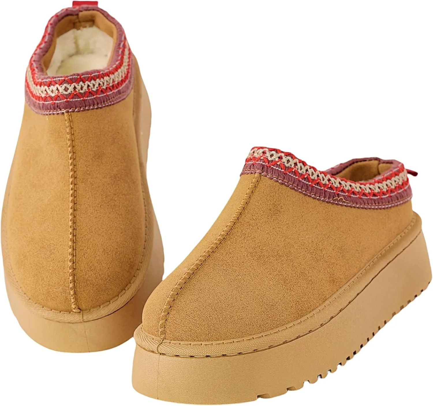 Women's Platform Slippers Winter Mini Boots Anti-Slip Suede Slip on Women Sneakers Fur Lined House Slippers for Indoor Outdoor