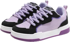 Women’s Platform Soft Sneakers Lace Up Casual Color Block Comfortable Thick Sole Tennis Walking Shoes