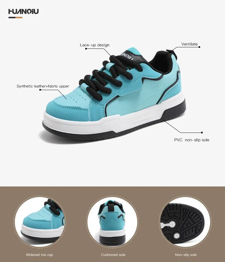 Women’s Platform Soft Sneakers Lace Up Casual Color Block Comfortable Thick Sole Tennis Walking Shoes