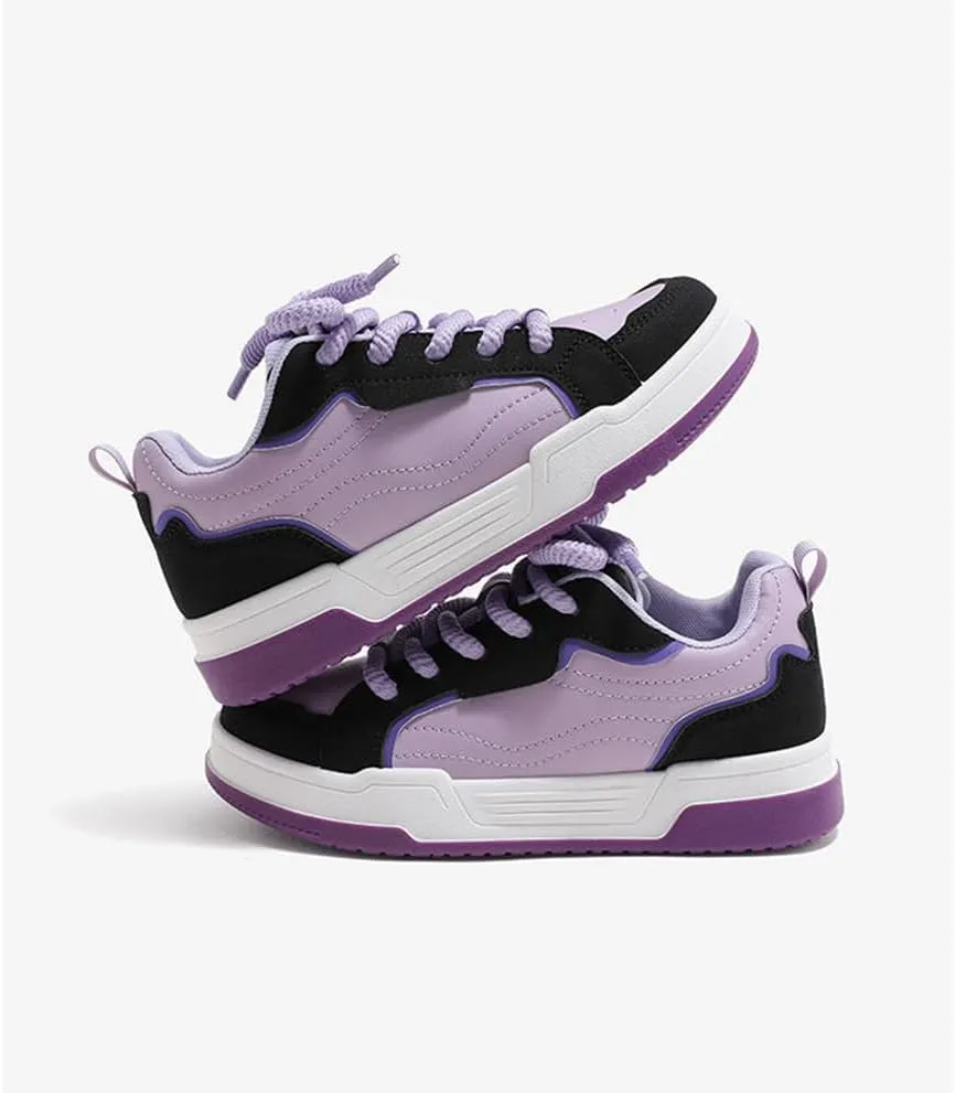 Women’s Platform Soft Sneakers Lace Up Casual Color Block Comfortable Thick Sole Tennis Walking Shoes