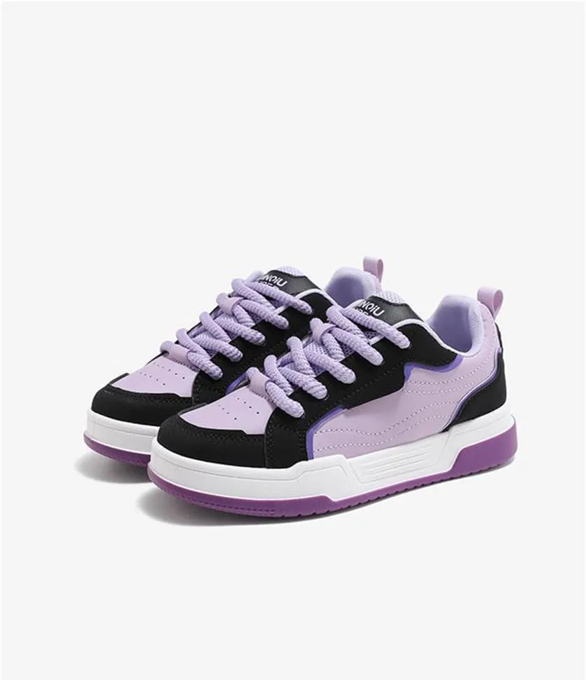 Women’s Platform Soft Sneakers Lace Up Casual Color Block Comfortable Thick Sole Tennis Walking Shoes