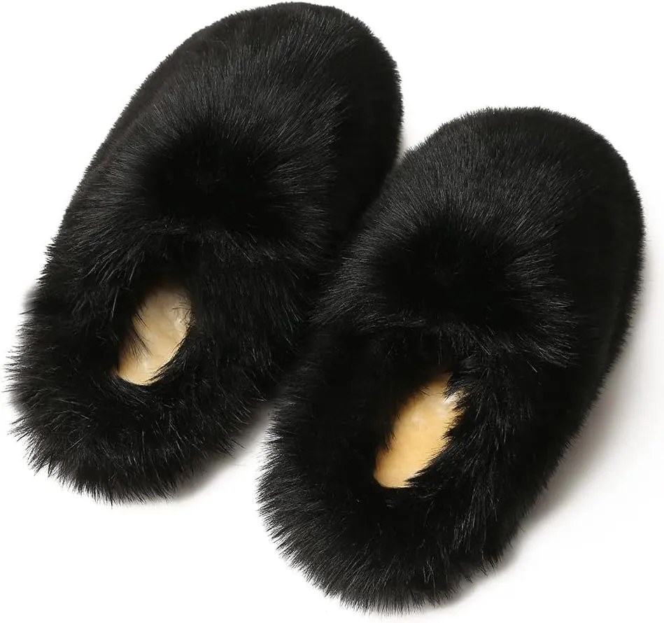 Women's Plush Faux Fur Slipper Slide Sandal Soft Furry Fuzzy Fluffy Lovely Indoor Outdoor Slip On Slippers Multicolor Winter House Shoes