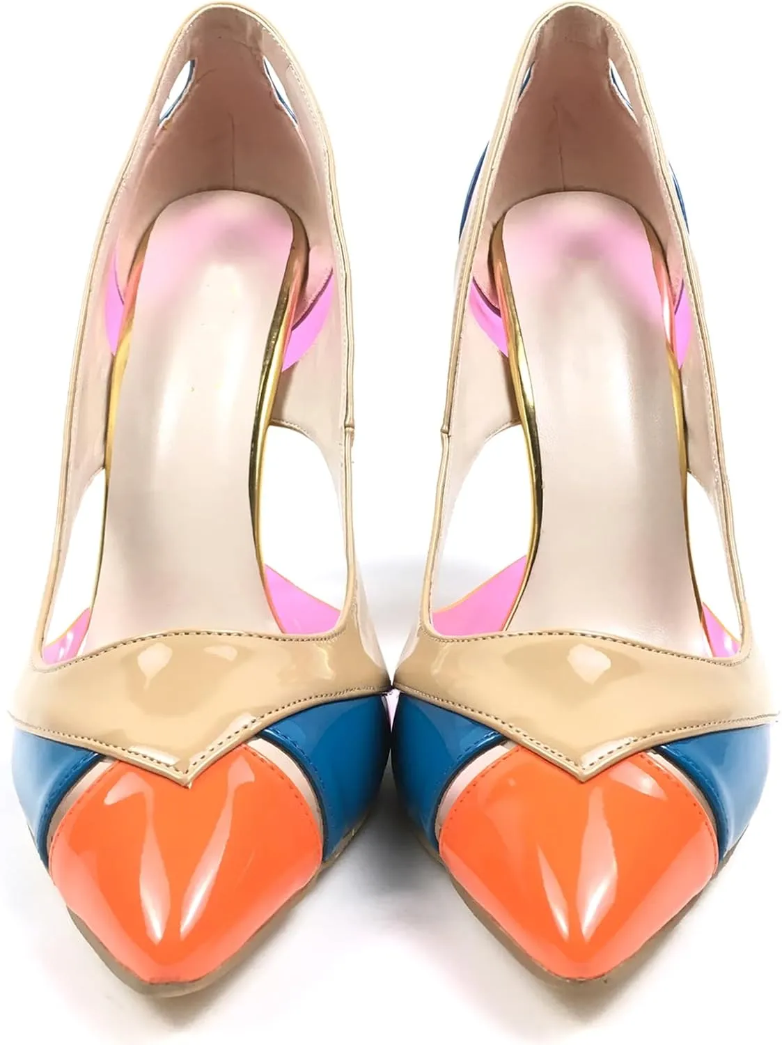 Women's Pumps Pointed Toe High Heel Shoes Patchwork Style Multi-Colored Fashion Ladies Party Wedding Stilettos Heels Slip On Customized