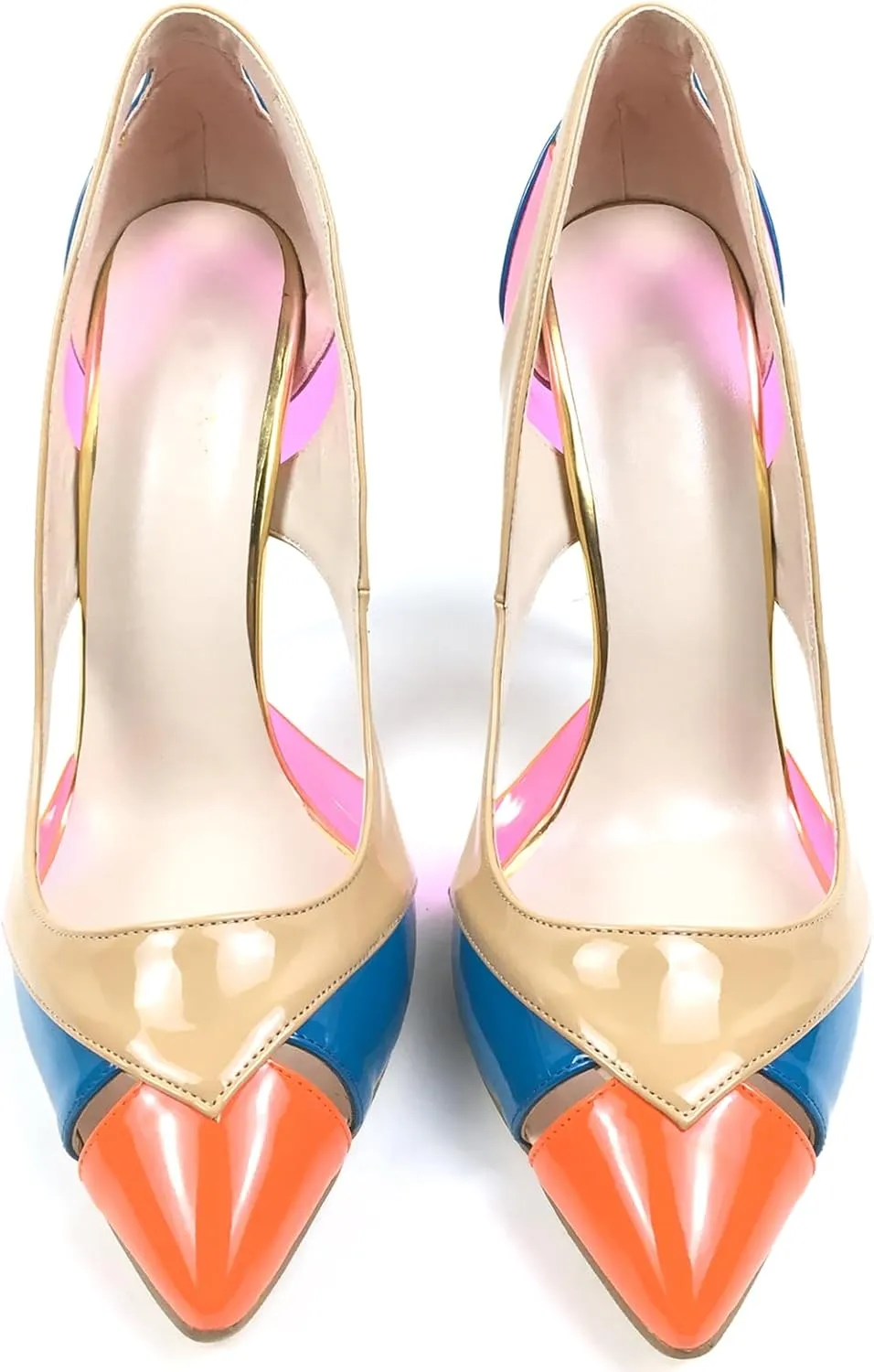 Women's Pumps Pointed Toe High Heel Shoes Patchwork Style Multi-Colored Fashion Ladies Party Wedding Stilettos Heels Slip On Customized