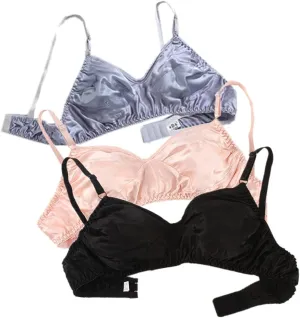 Womens Pure Silk Bra Soft Smooth Triangle Bra Wirefree Unpadded Satin Mulberry Silk Bralette Tops