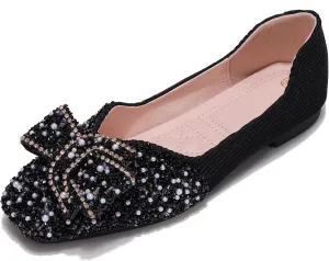 Women's Rhinestone Flats Pointed Toe Low Heel Wedding Shoes Comfortable Women Dress Shoes ﻿