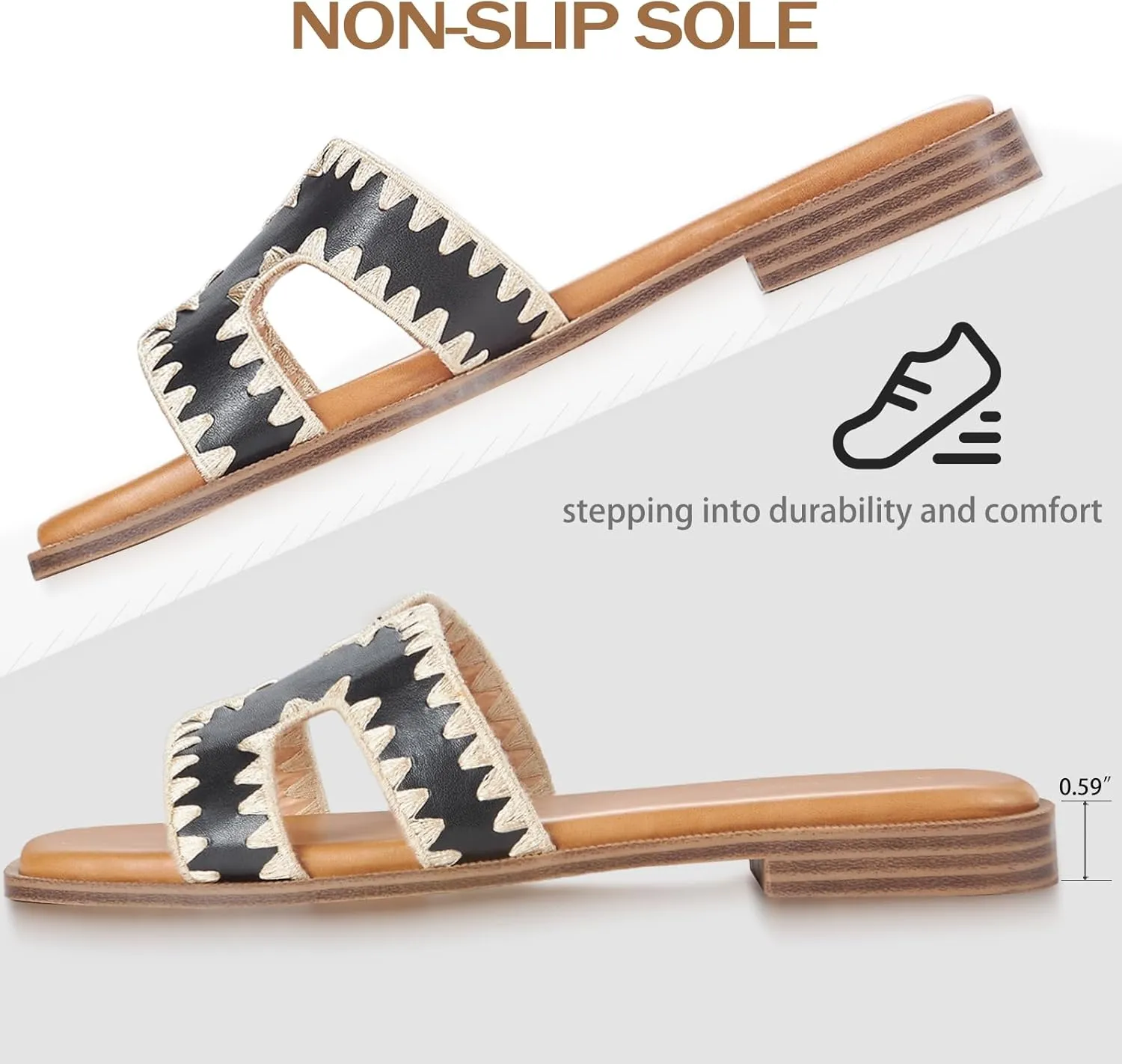 Womens Sandals Slip On Fashion Flat Sandals Soft Memory Foam Slides Comfortable Leather Open Toe Slide For Summer Dressy 2025