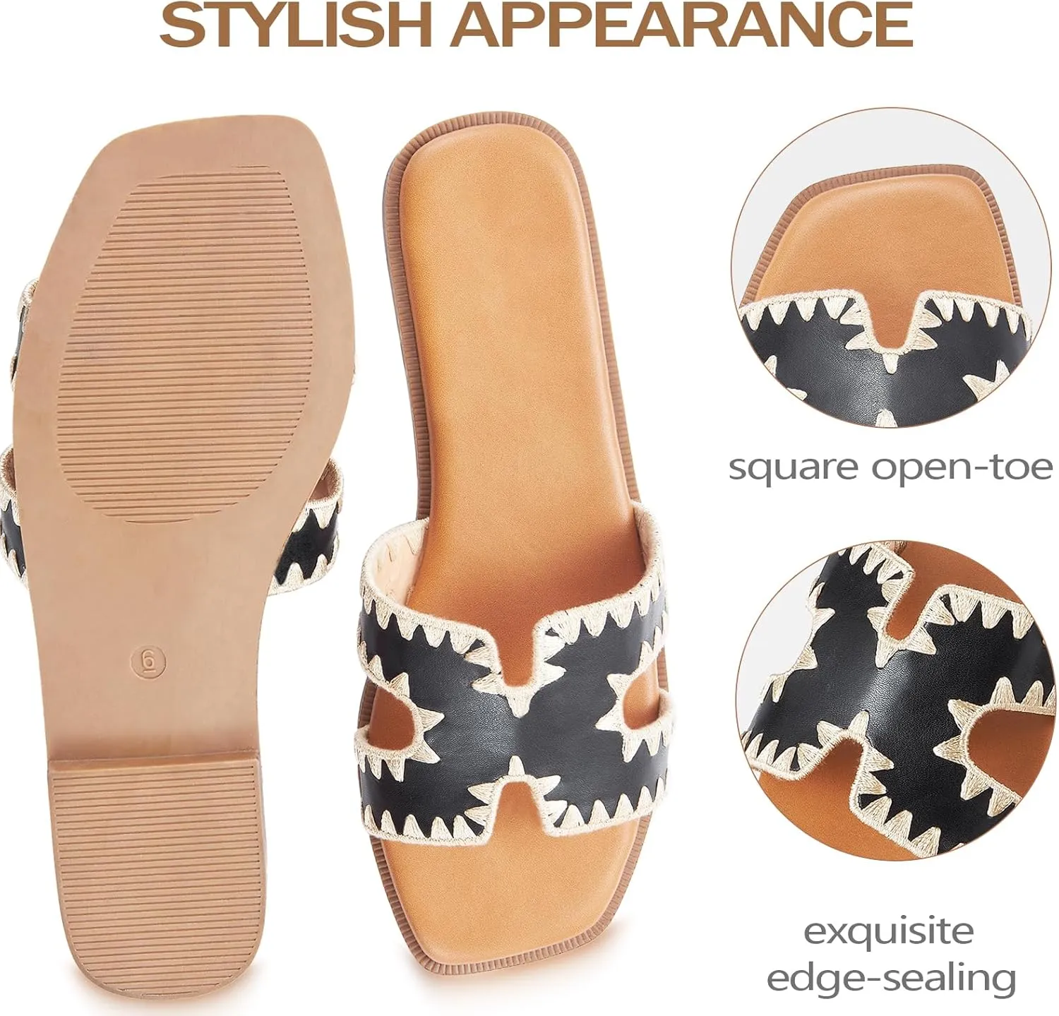 Womens Sandals Slip On Fashion Flat Sandals Soft Memory Foam Slides Comfortable Leather Open Toe Slide For Summer Dressy 2025