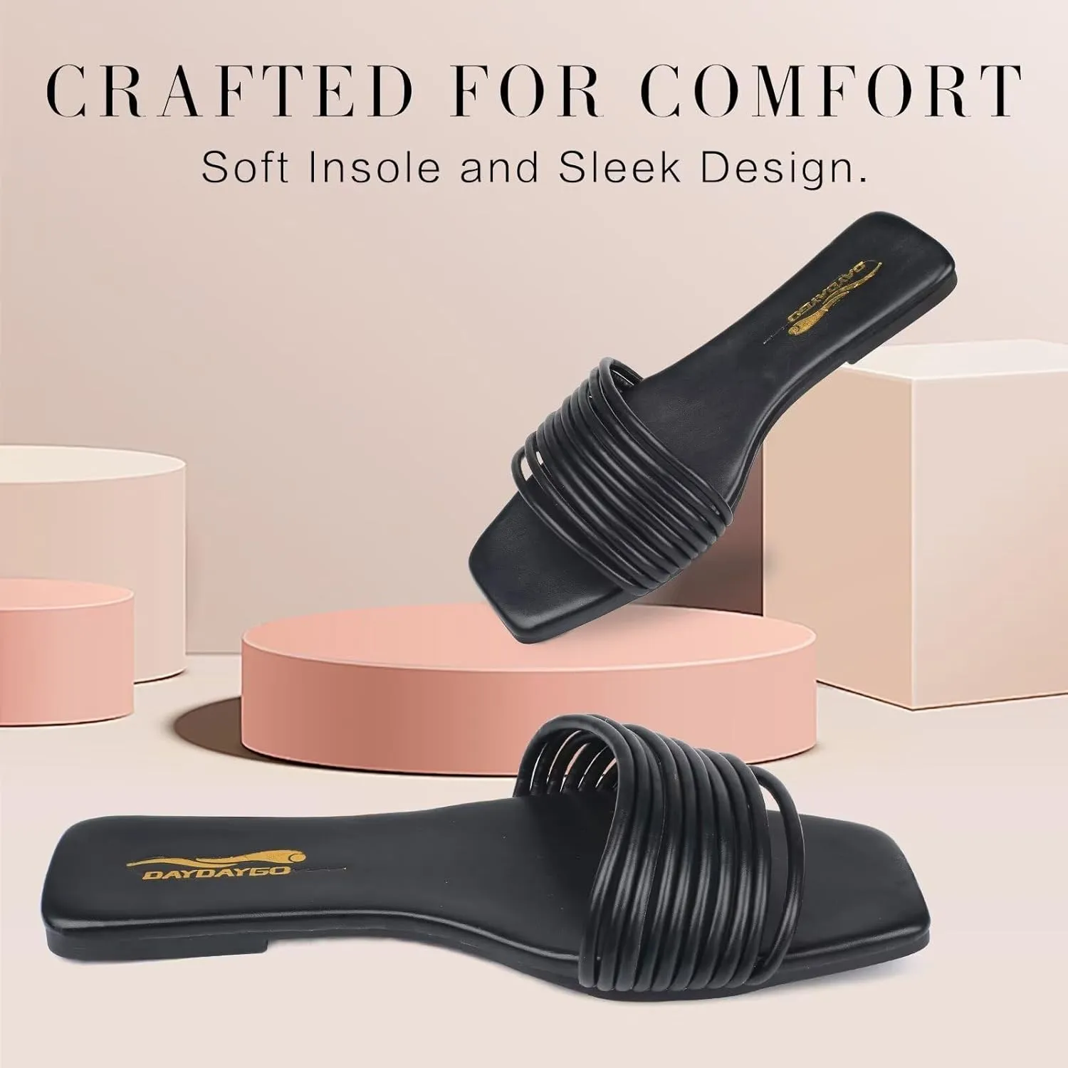 Women's Slide Sandals - Comfy Slip-On Design with Sleek Straps for Casual Elegance - Fashionable and Trendy Summer Flat Slides Shoes for Girls and Women