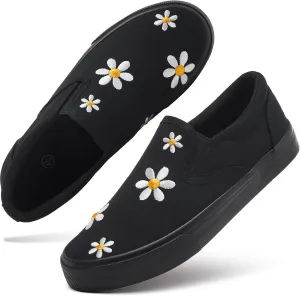 Women's Slip on Shoes Canvas Sneakers Loafers Non Slip Shoes Low Top Casual Shoes