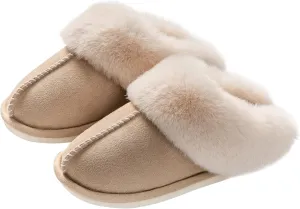Womens Slippers Memory Foam Fluffy Fur Soft Slippers Warm House Shoes Indoor Outdoor Winter