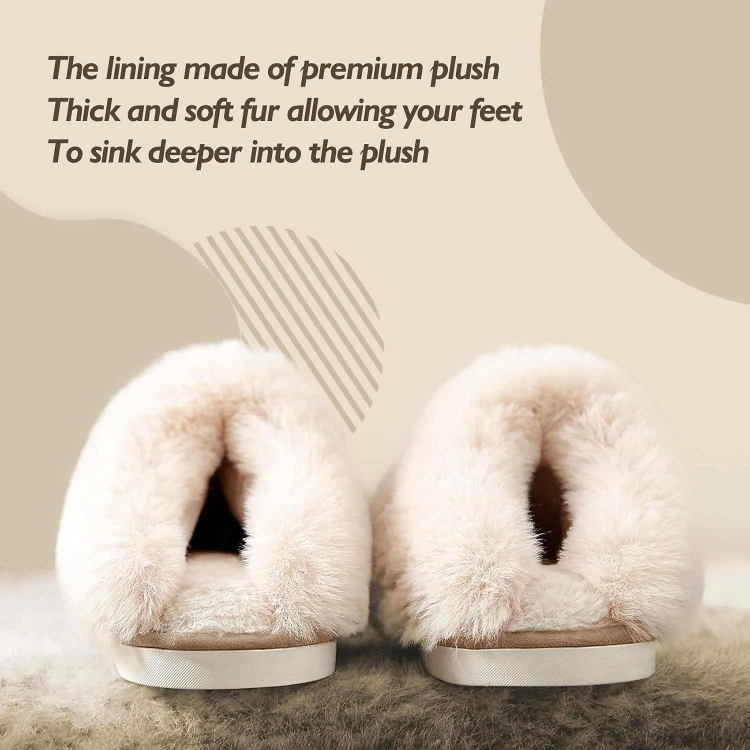 Womens Slippers Memory Foam Fluffy Fur Soft Slippers Warm House Shoes Indoor Outdoor Winter