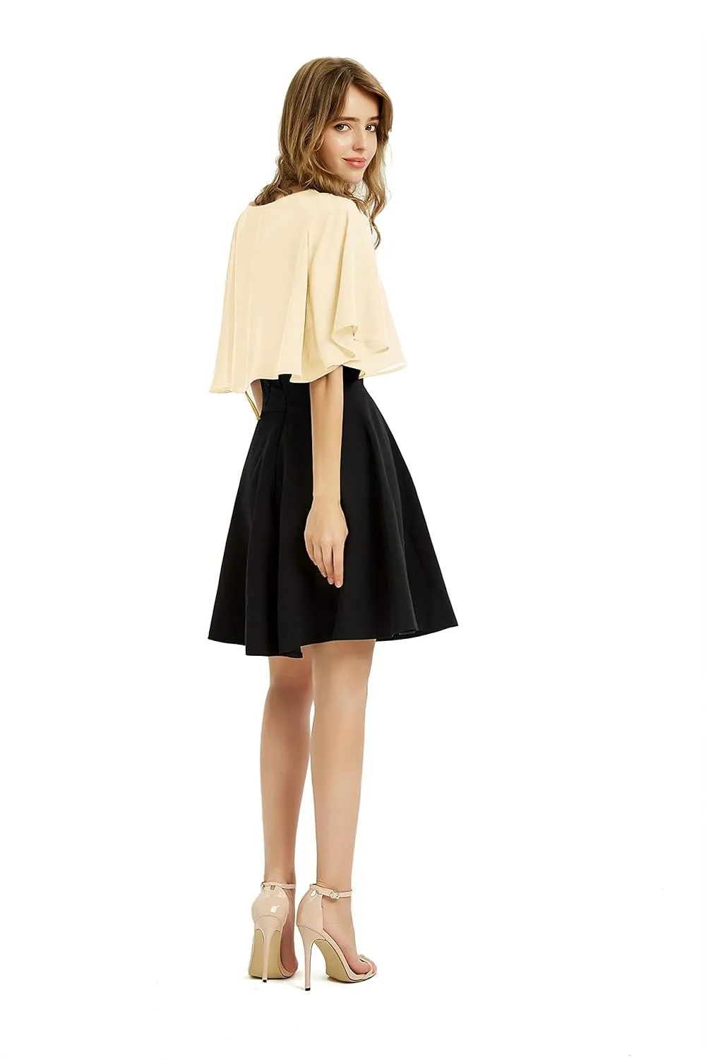 Women's Soft Chiffon Shawl Wraps Shrug for Evening Dress Wedding Cape Bolero Flapper Cover Up