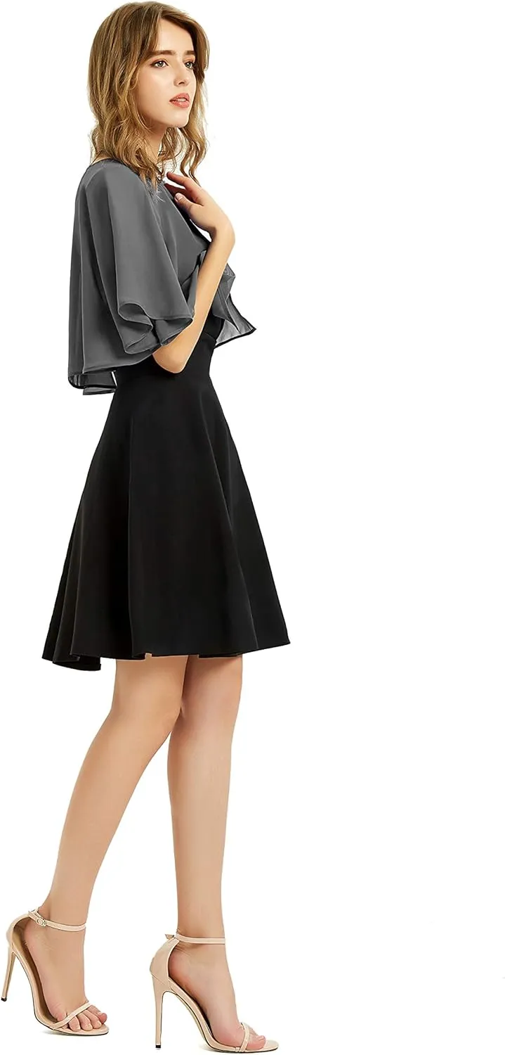 Women's Soft Chiffon Shawl Wraps Shrug for Evening Dress Wedding Cape Bolero Flapper Cover Up