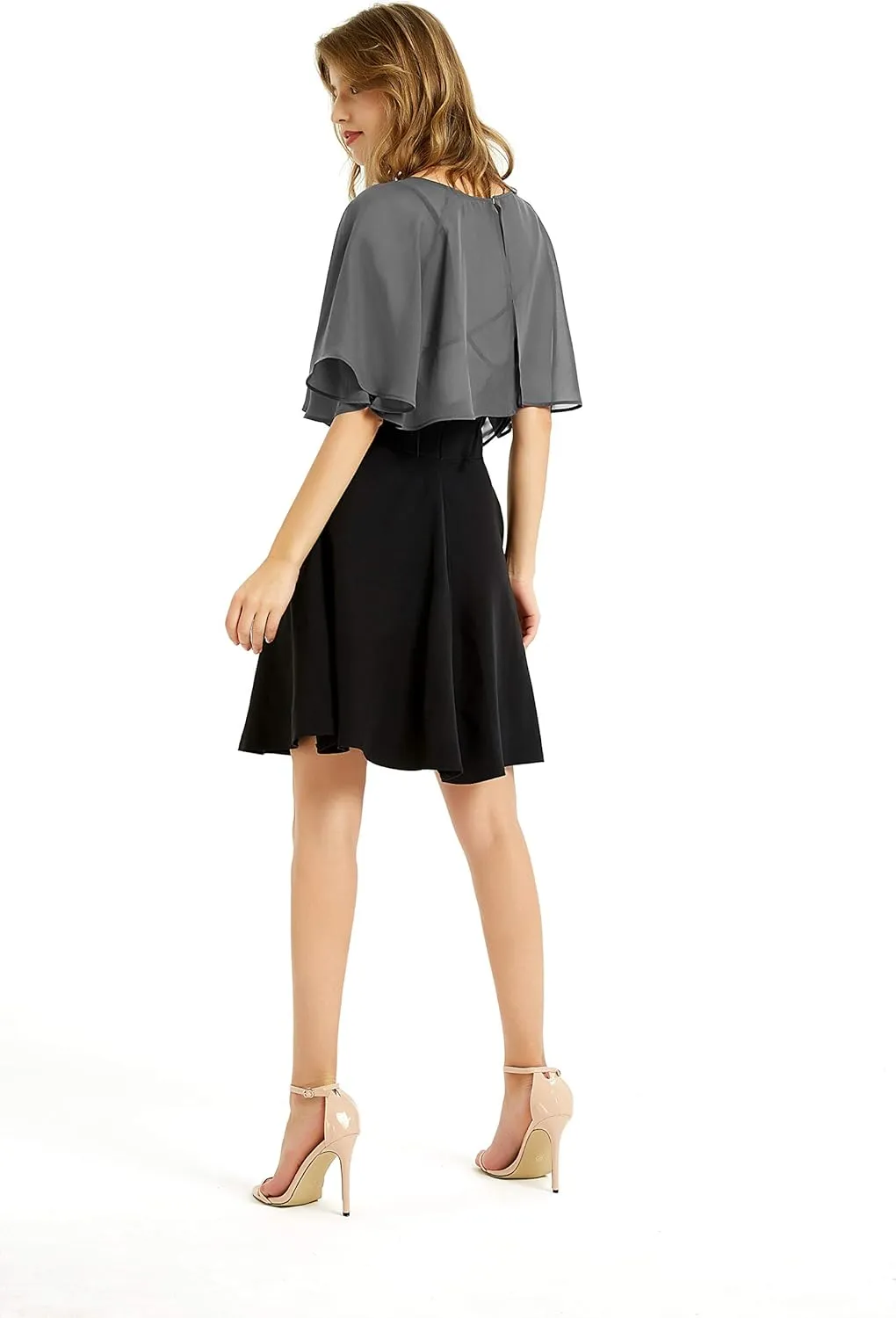 Women's Soft Chiffon Shawl Wraps Shrug for Evening Dress Wedding Cape Bolero Flapper Cover Up