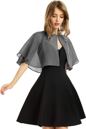 Women's Soft Chiffon Shawl Wraps Shrug for Evening Dress Wedding Cape Bolero Flapper Cover Up