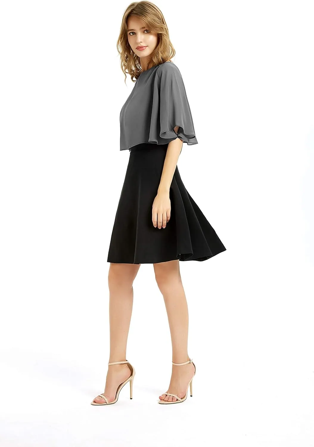 Women's Soft Chiffon Shawl Wraps Shrug for Evening Dress Wedding Cape Bolero Flapper Cover Up