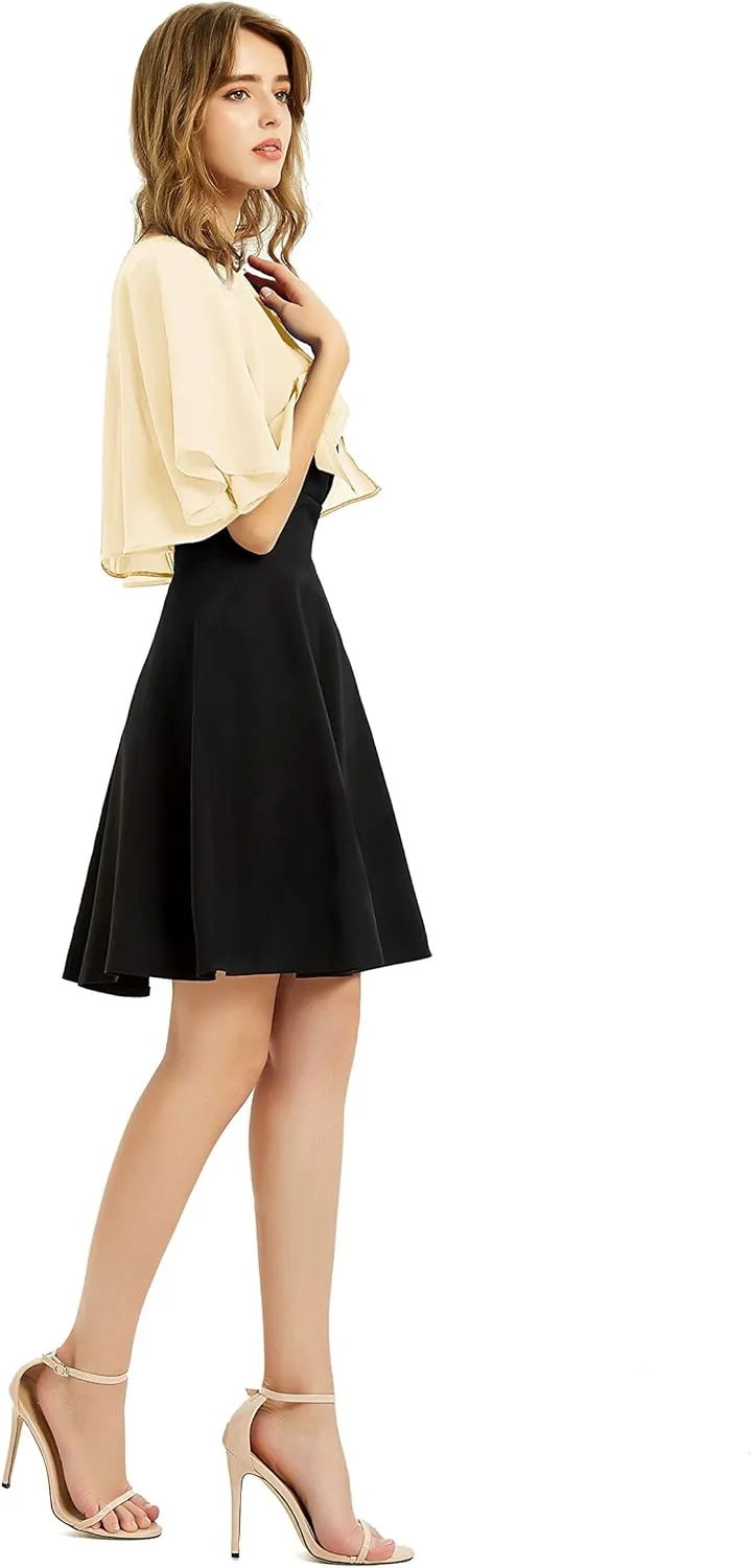 Women's Soft Chiffon Shawl Wraps Shrug for Evening Dress Wedding Cape Bolero Flapper Cover Up