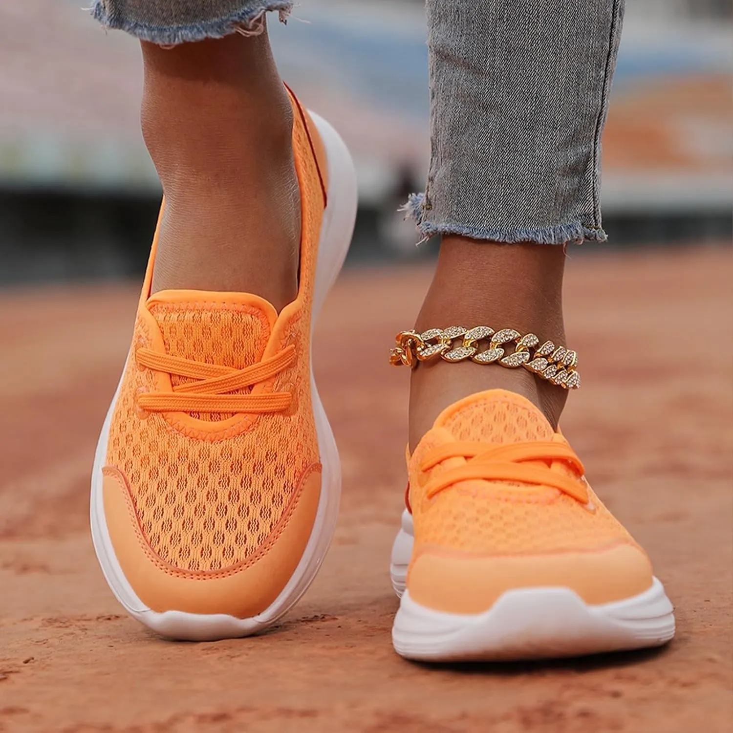 Women's Soft Sole Mesh Comfort Orthopedic Shoes Breathable Slip-On Walking Sneakers with Arch Support