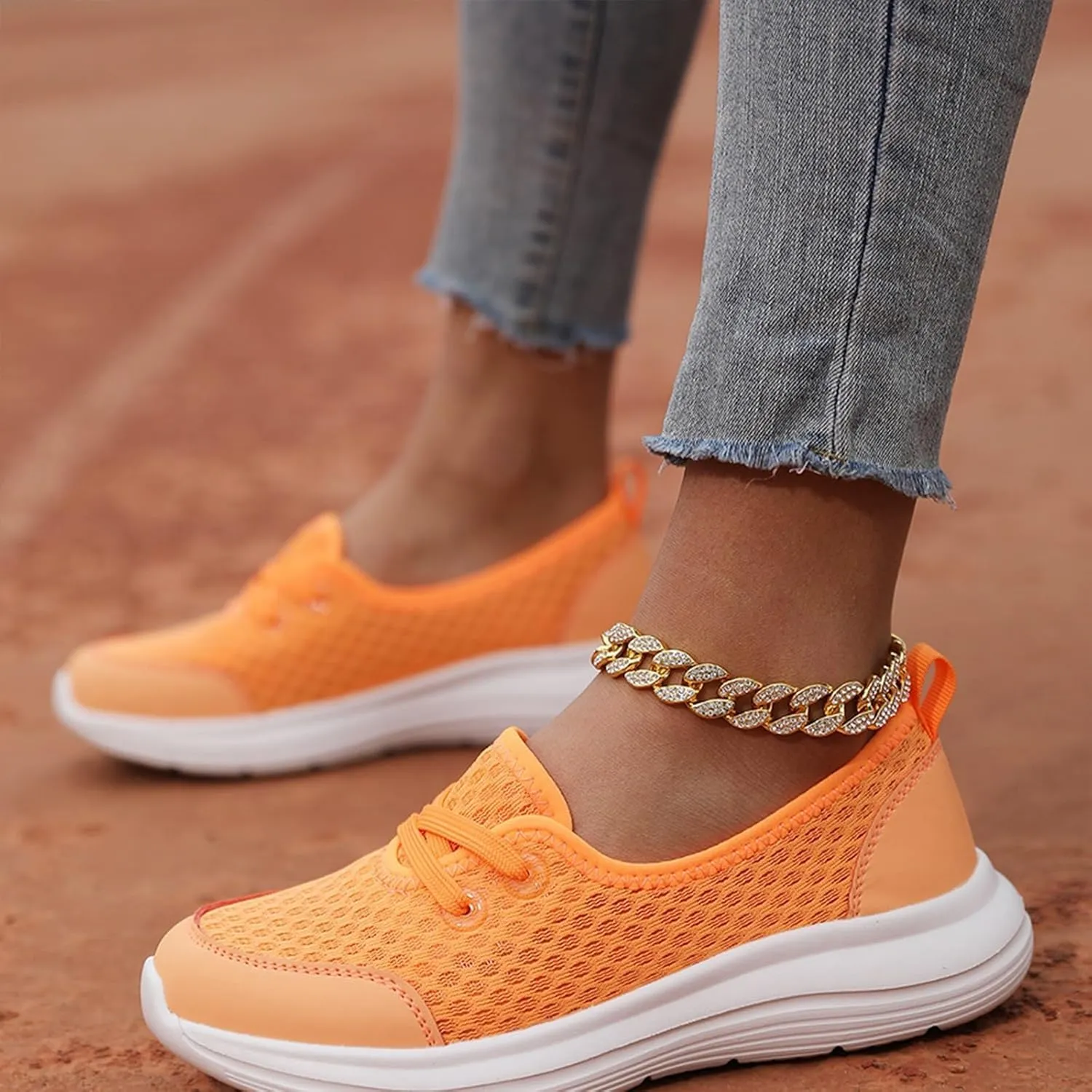 Women's Soft Sole Mesh Comfort Orthopedic Shoes Breathable Slip-On Walking Sneakers with Arch Support