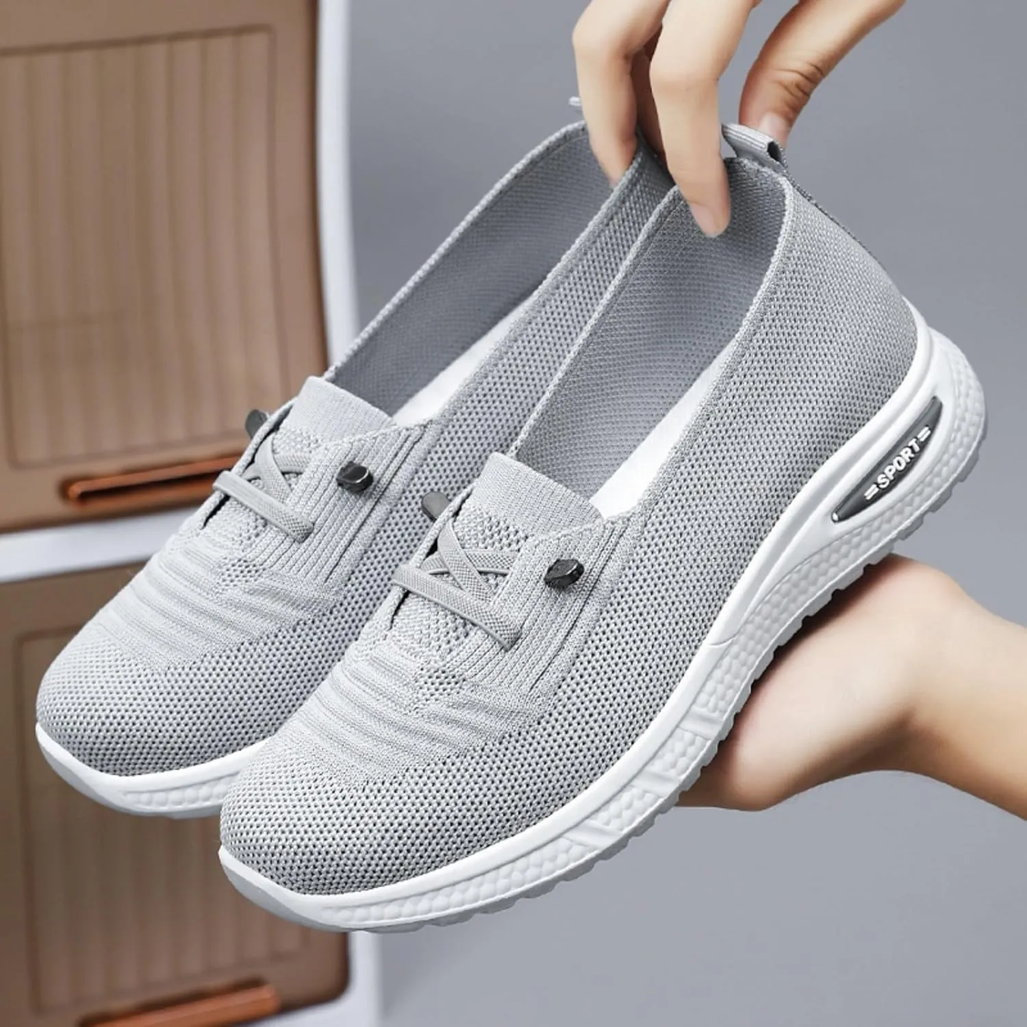 Women's Soft Sole Mesh Comfort Orthopedic Shoes with Arch Support Memory Foam Go Walking Sneakers Slip on Shoes