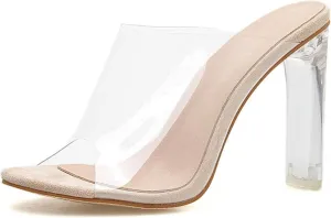 Women's Summer High-heeled with Exposed Toes and Jelly Pump Transparent Slippers