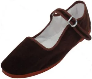 Women's Velvet Mary Jane Shoes Flat Ballet