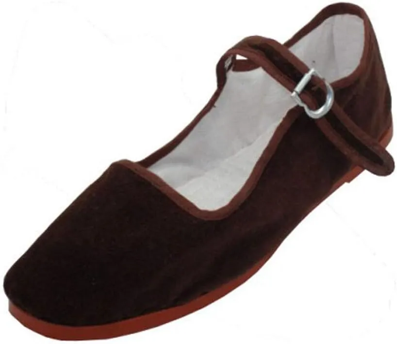 Women's Velvet Mary Jane Shoes Flat Ballet