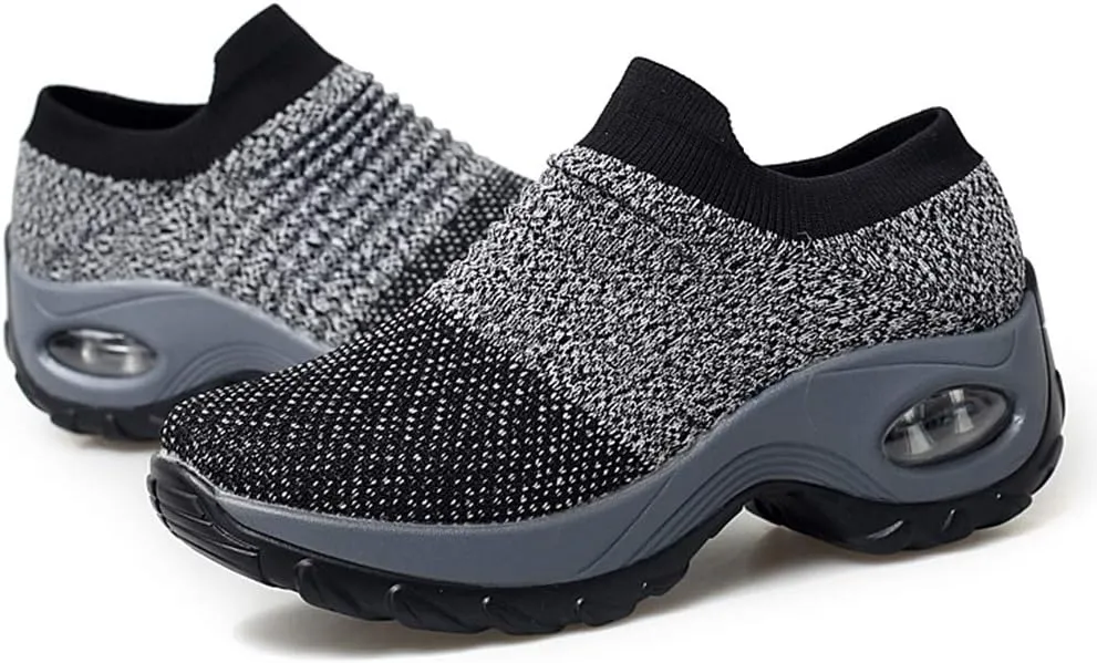 Women's Walking Shoes Sock Sneakers - Mesh Slip On Air Cushion Lady Girls Modern Jazz Dance Easy Shoes Platform Loafers