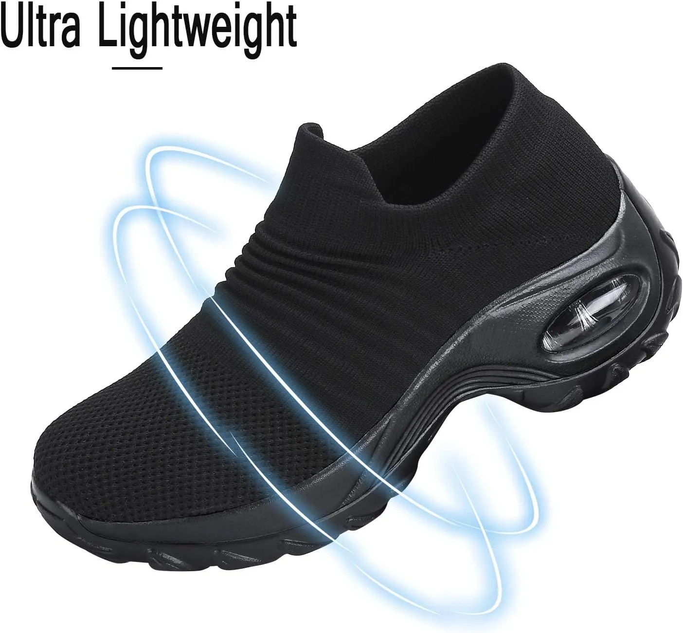 Women's Walking Shoes Sock Sneakers Slip on Mesh Air Cushion Comfortable Wedge Easy Shoes Platform Loafers