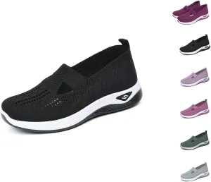 Women's Woven Breathable Soft Sole Shoes Walking Slip on Diabetic Foam Shoes in Sneakers Arch Support，Daily Commuting Shoes