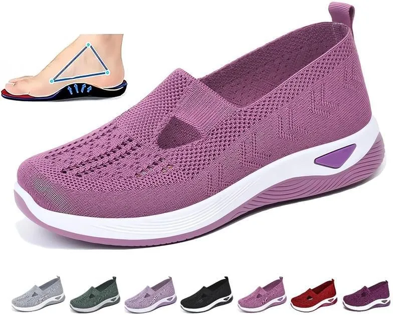 Women's Woven Orthopedic Breathable Soft Sole Shoes,Walking Plantar Fasciitis Slides Sandals Anti-Slip Foam Mesh Shoes Comfortable Recovery Orthopedic Shoes Go Walking Slip on Diabetic Foam Shoes